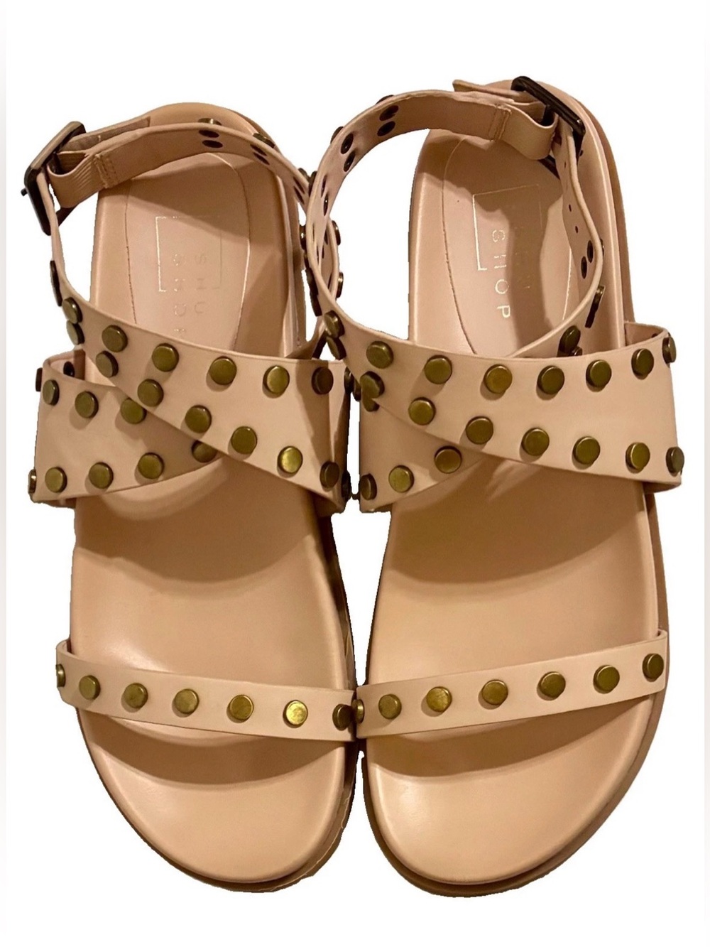 Shu Shop Size 10 Cecily Sandals. Criss-Cross-Wrap-Around Ankle Strap Pinkish-Tan